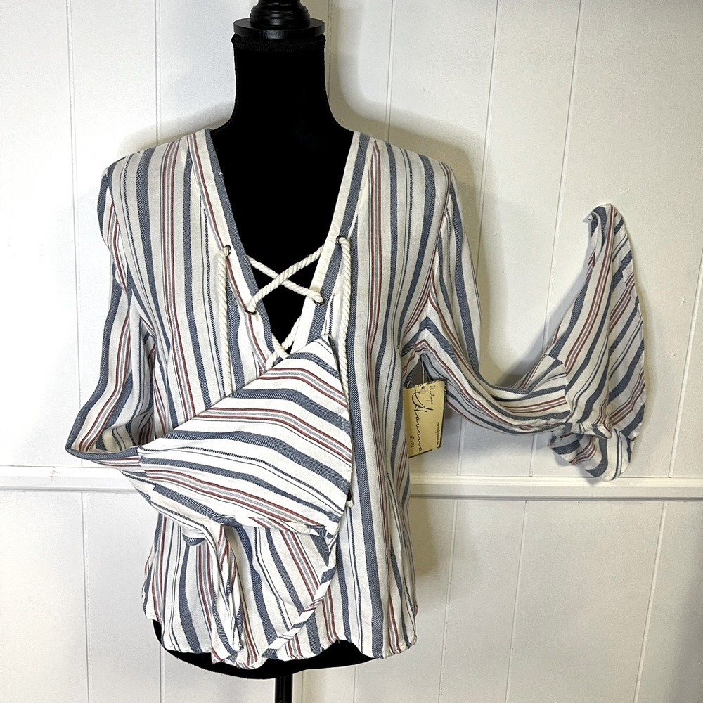 NWT‼️Vintage Havana Nautical Stripe Bell Sleeve Top -Small